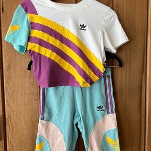 Adidas Two Piece Set - Multicolor, biker shorts and crop top